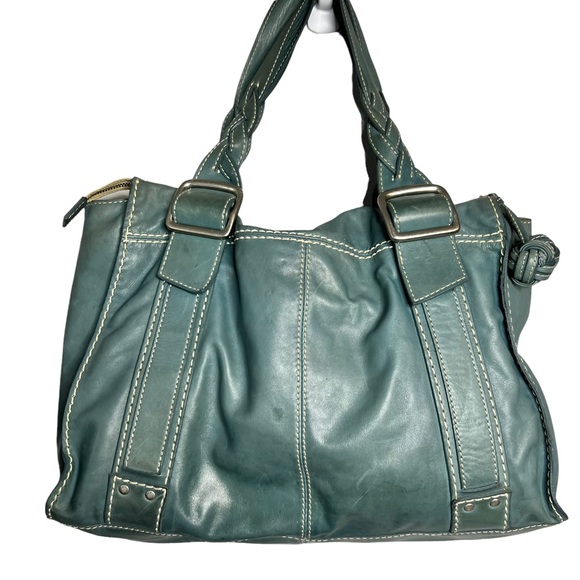 FOSSIL BLUE LEATHER SATCHEL - Picture 2 of 16